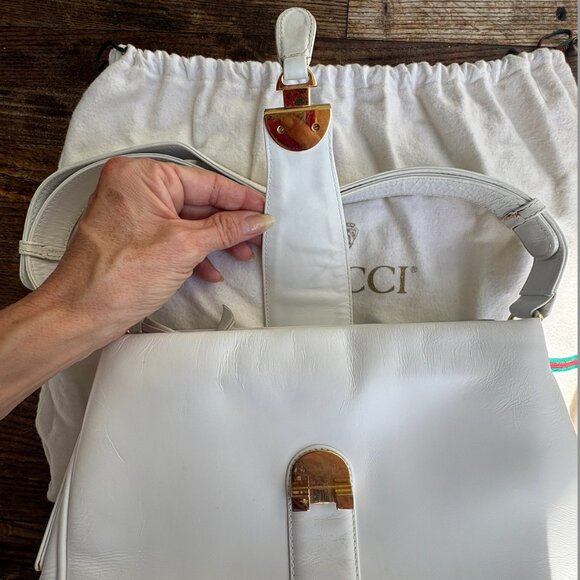 Vintage Gucci White Leather Shoulder Bag – 1960s/1970s Italian Classic - Picture 4 of 10